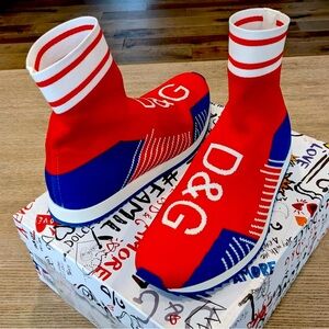 Mens Dolce Gabbana "Sorrento" Sock Sneakers Red/Blue/White
